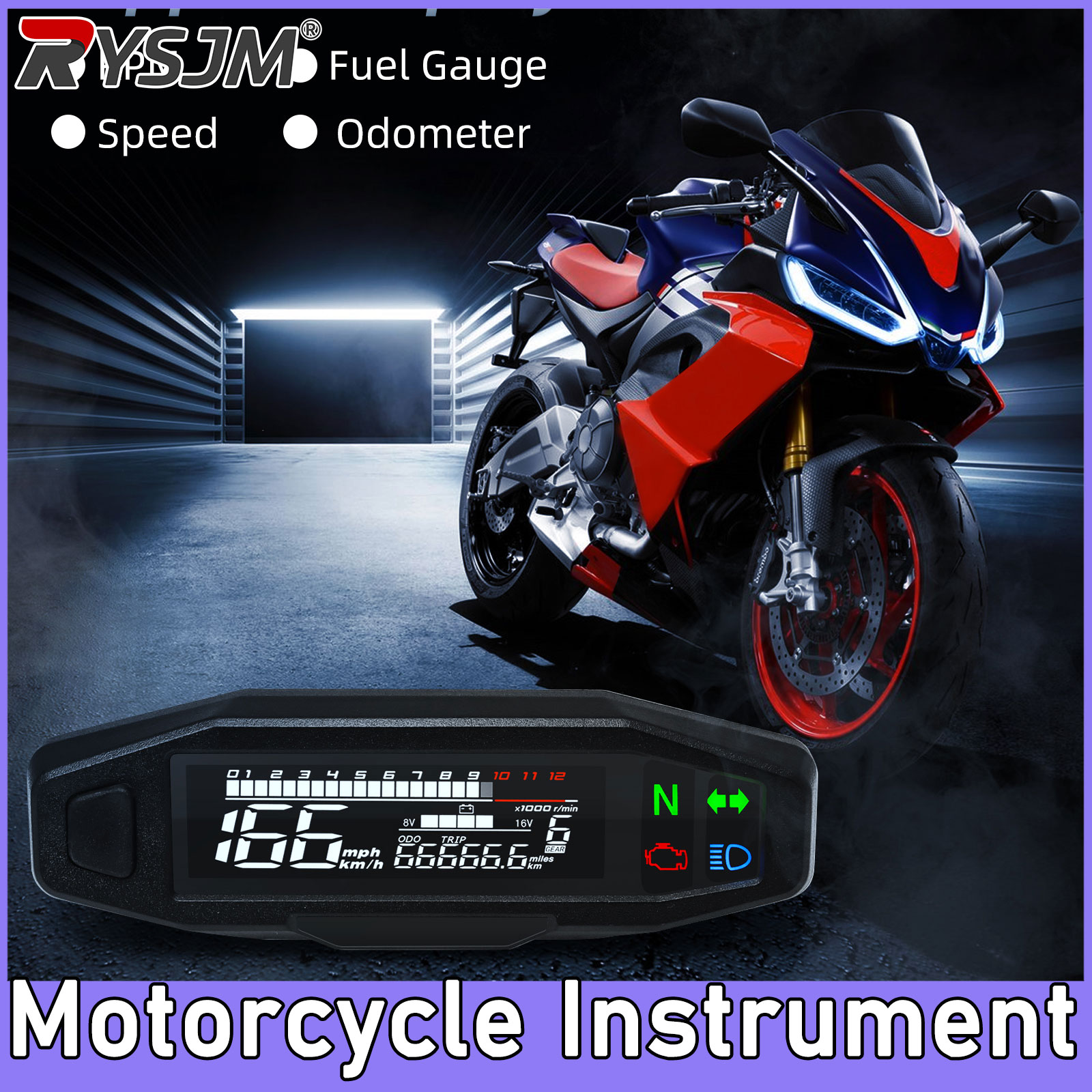 Gear Indicator Display - Compteur de vitesse universel pour moto,